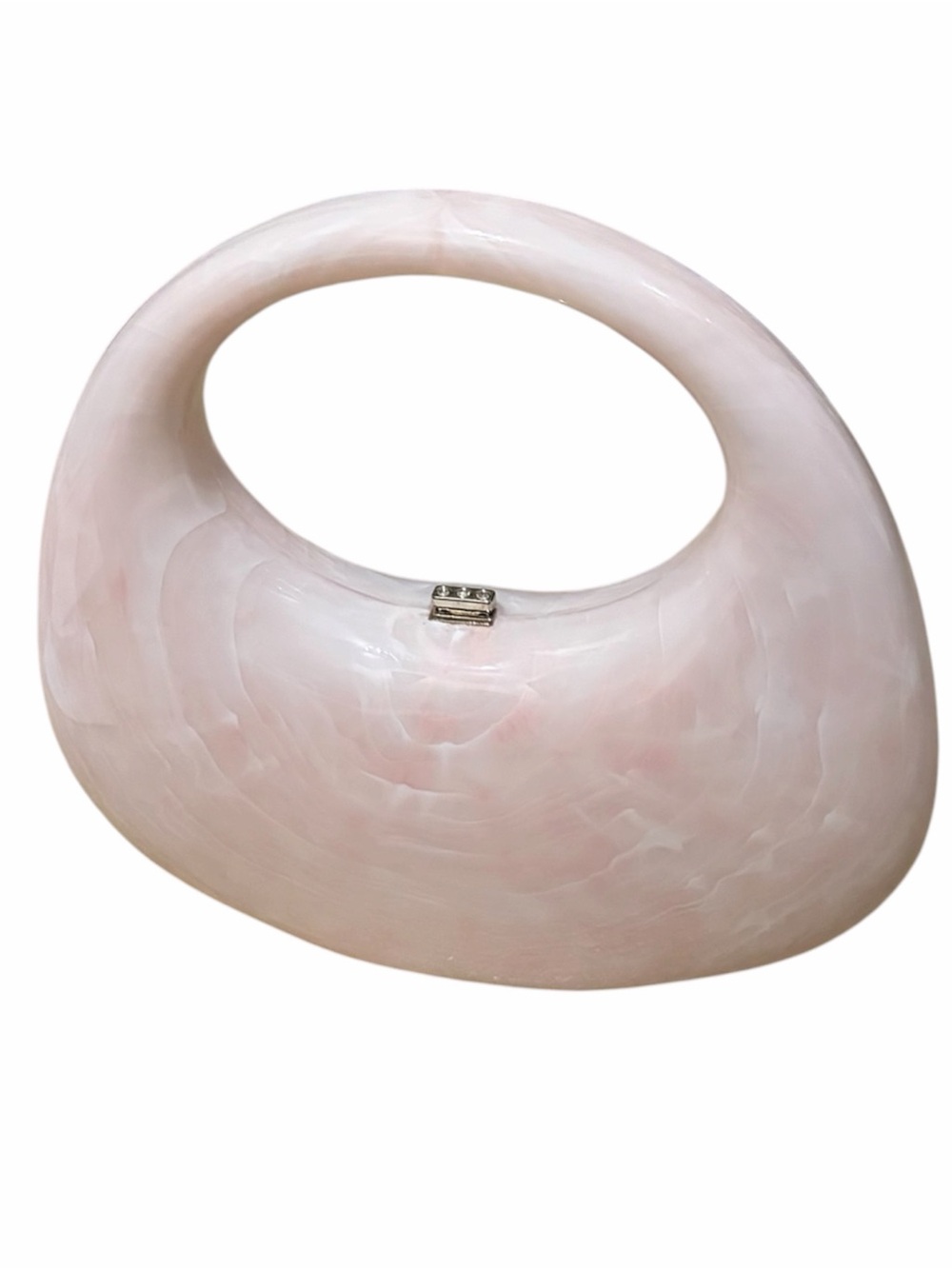 Crescent Marble Minaudiere Acrylic Clutch Light Pink Hard Case 👛 A New Day 🎀 - Picture 3 of 8